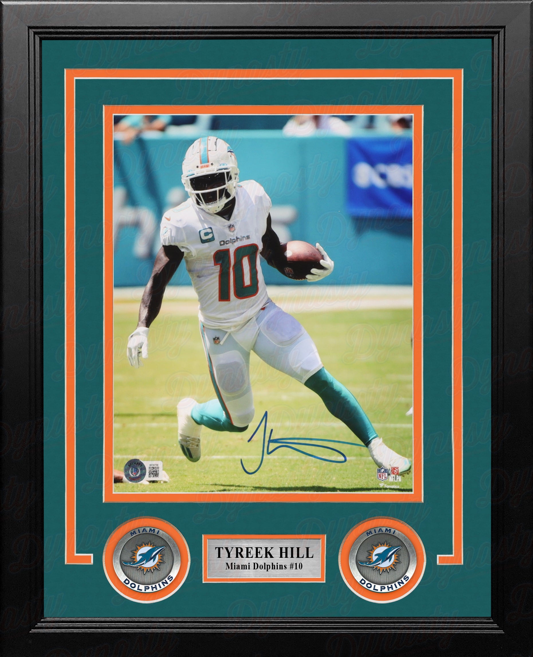 Tyreek Hill in Action Miami Dolphins Autographed 8