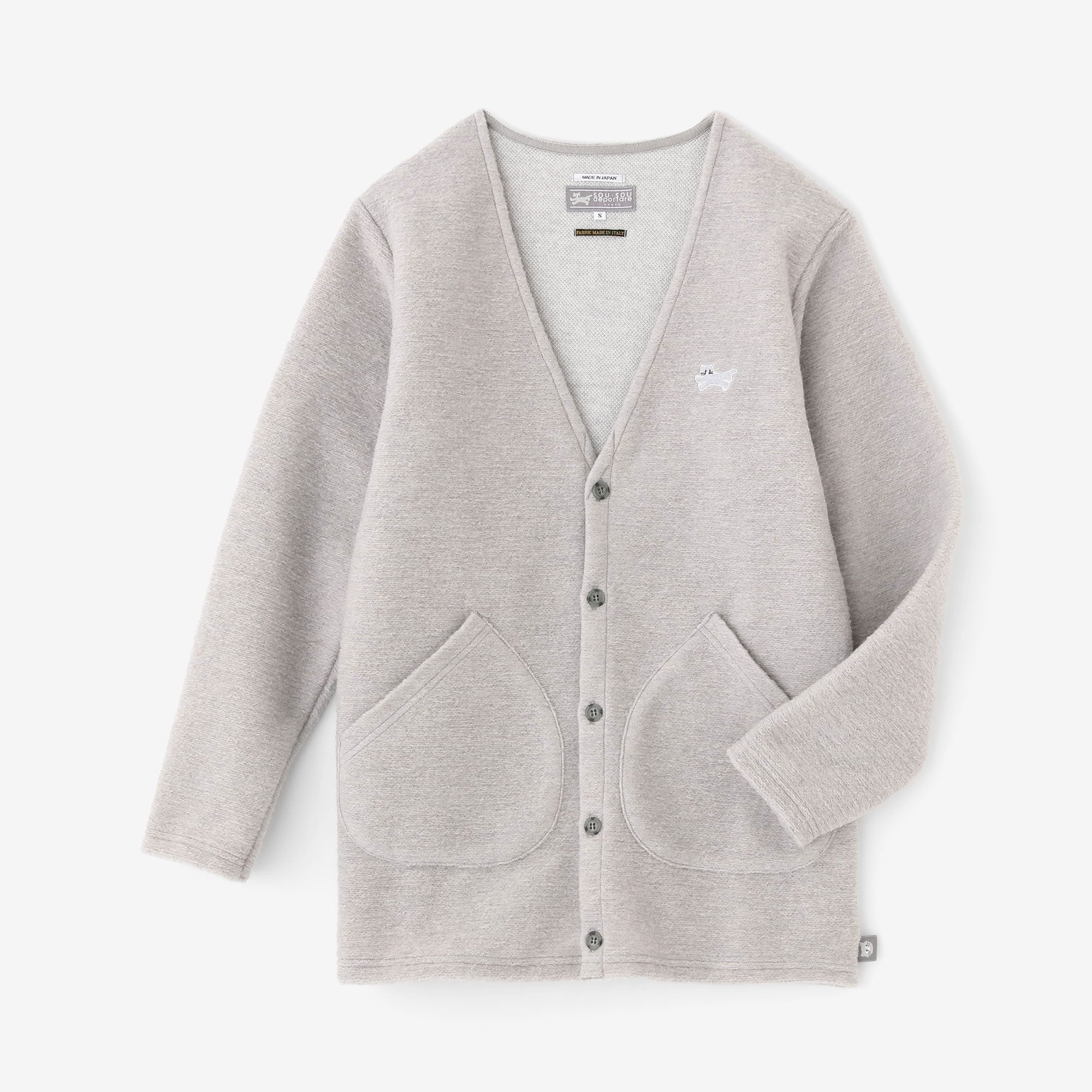net限定】イタリアンスライバーニット VネックL/Sカーディガン／スノー