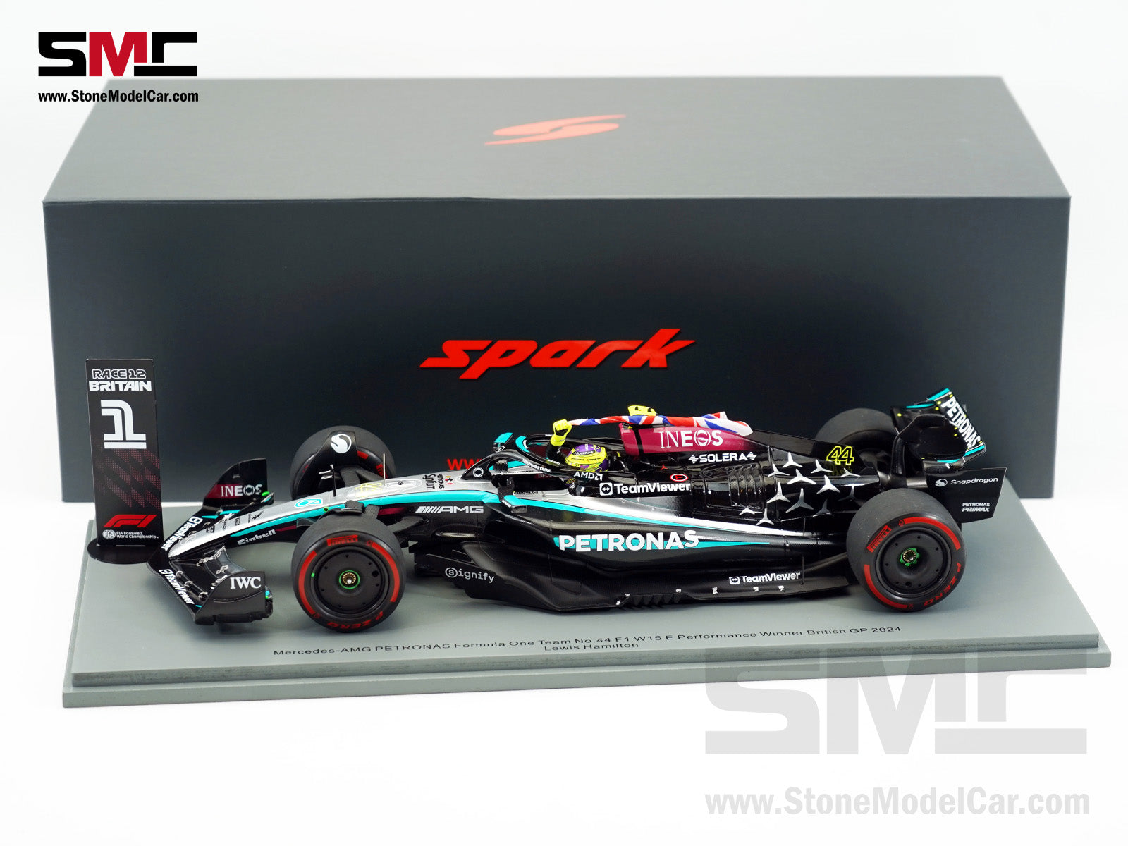 Mercedes F1 W15 #44 Lewis Hamilton British GP 2024 Winner Spark 1