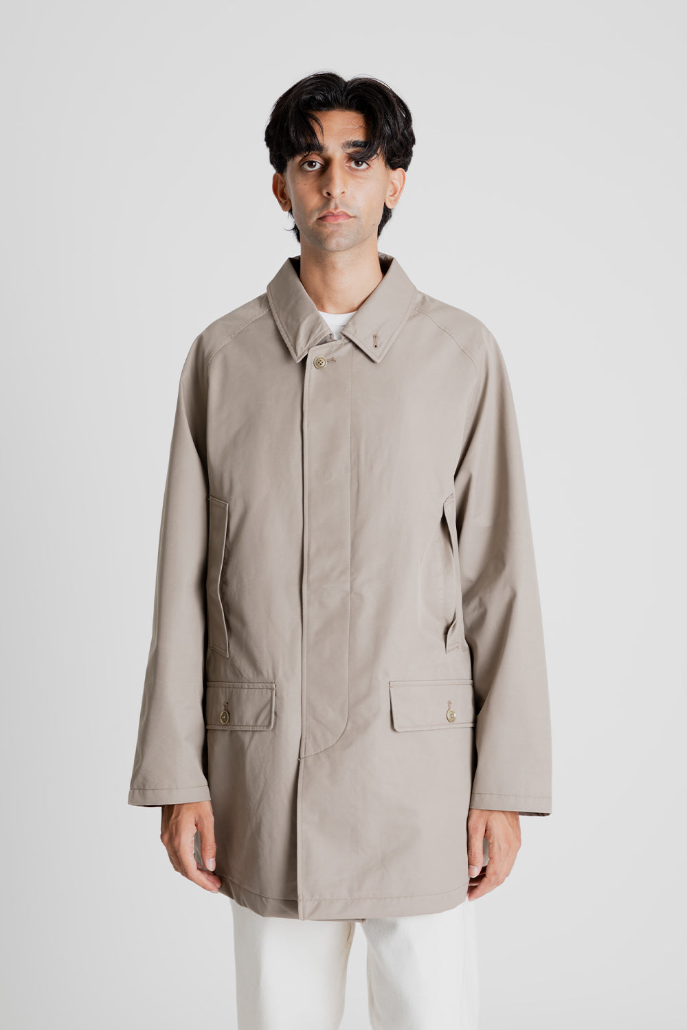 Nanamica 2L GORE-TEX Short Soutien Collar Coat in Beige | Wallace