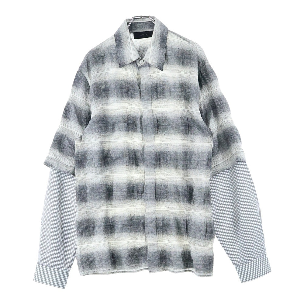 AMIRI(アミリ) チェック柄 レイヤード 長袖シャツ グレー