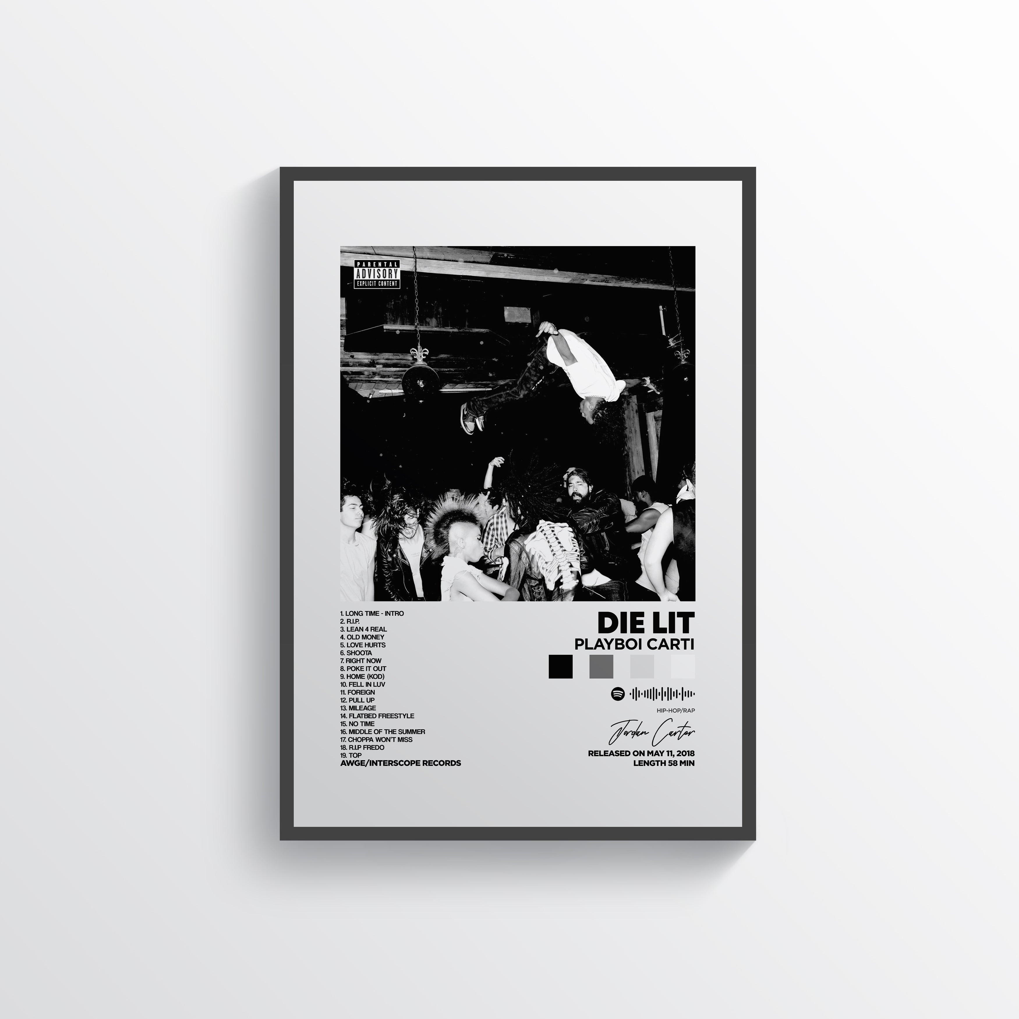 Die Lit Playboi Carti Hip-Hop Concert Poster (B&W) – 24posters
