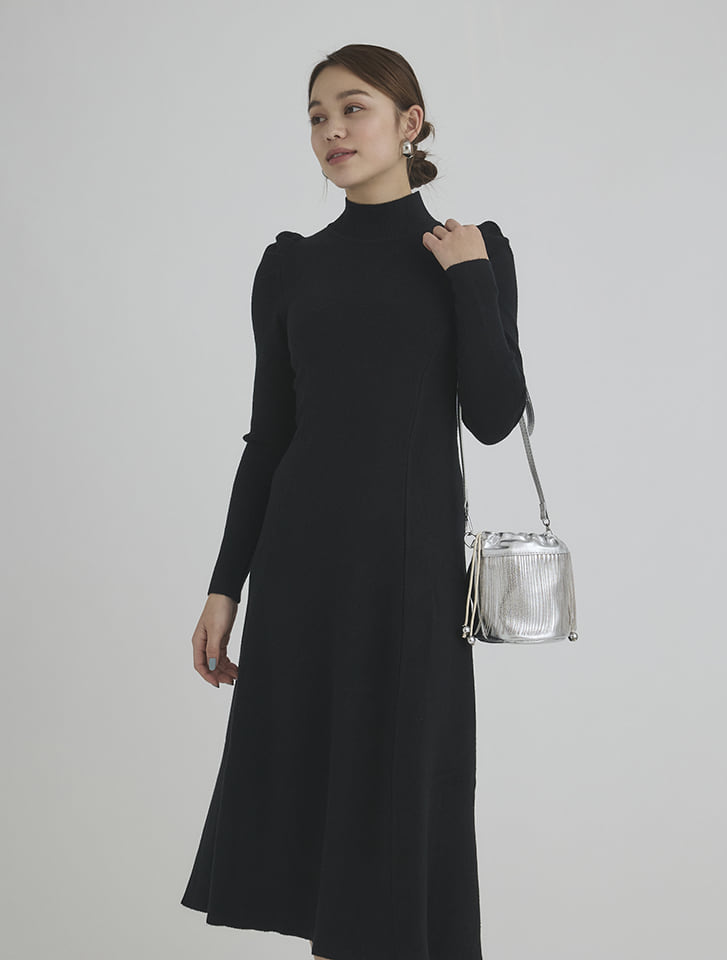 Edit Sheen パフスリーブハイネックニットワンピース | 人気レディース