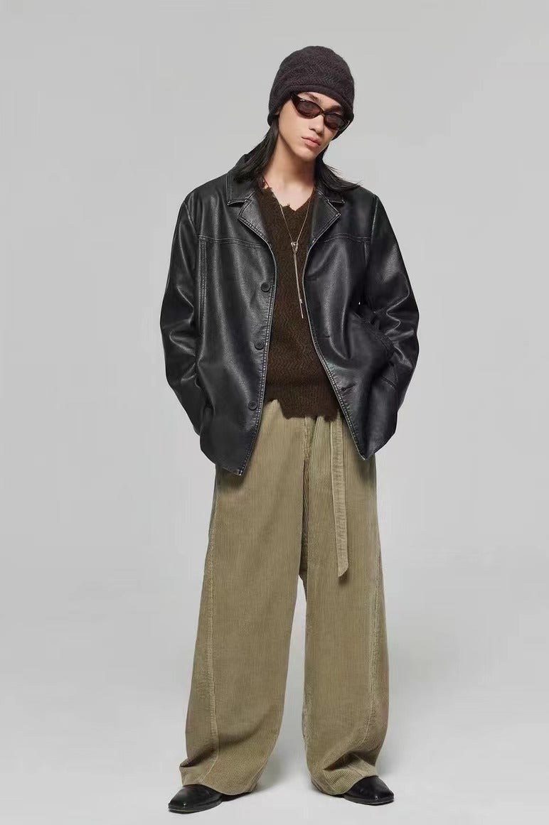 Simple Project Retro PU Leather Jacket – 96Dragon Studio
