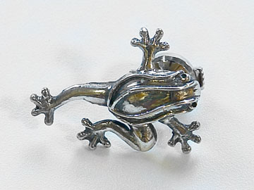 シルバー カエルのピンバッチブローチ