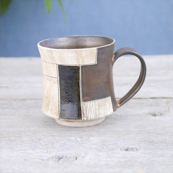 丹波立杭焼/稲右衛門窯/上中剛司/ブロンズ釉マグ/Φ8.5 X H9 - テーブル