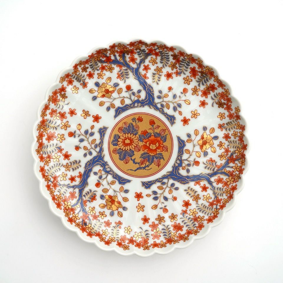 波佐見焼・三川内焼（長崎県） 【波佐見焼】錦桜樹紋 菊割 5号皿〈1枚