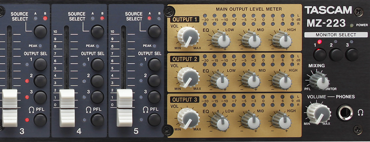 MZ-223 | 5-Channel Rackmount Multizone Mixer | TASCAM - United States