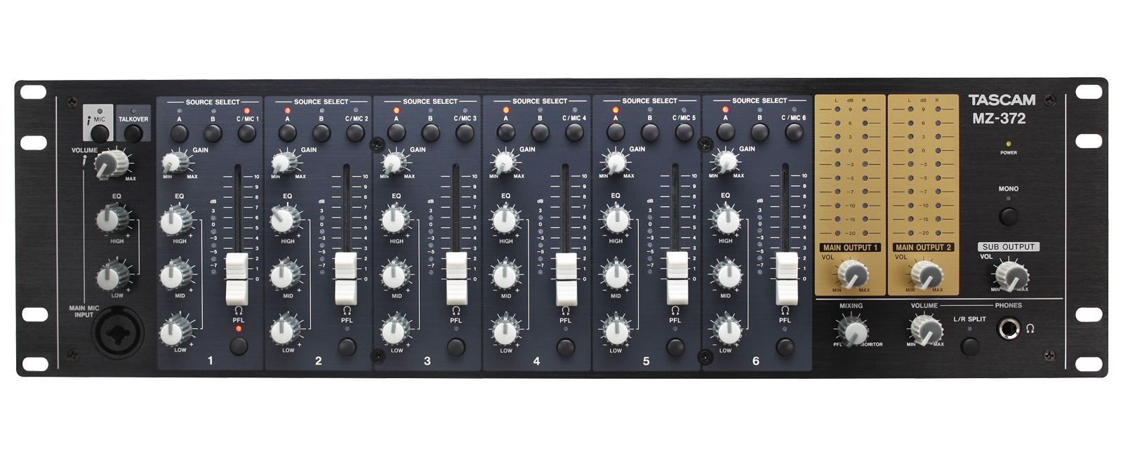 MZ-372 | 7-Channel Rackmount Multi-zone Mixer | TASCAM - United States