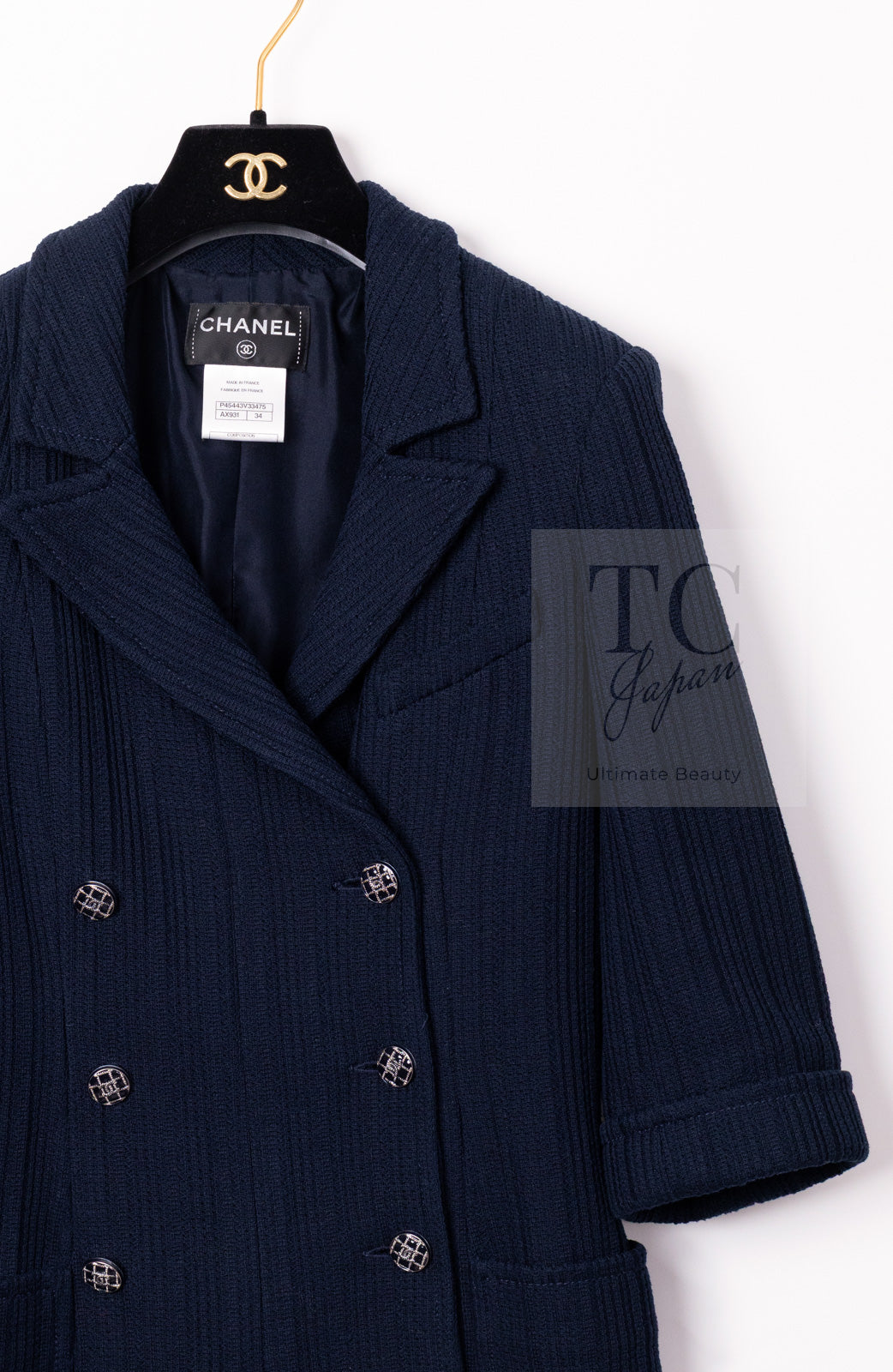 シャネル ジャンプスーツ CHANEL ネイビー コットン ツイード ボトム