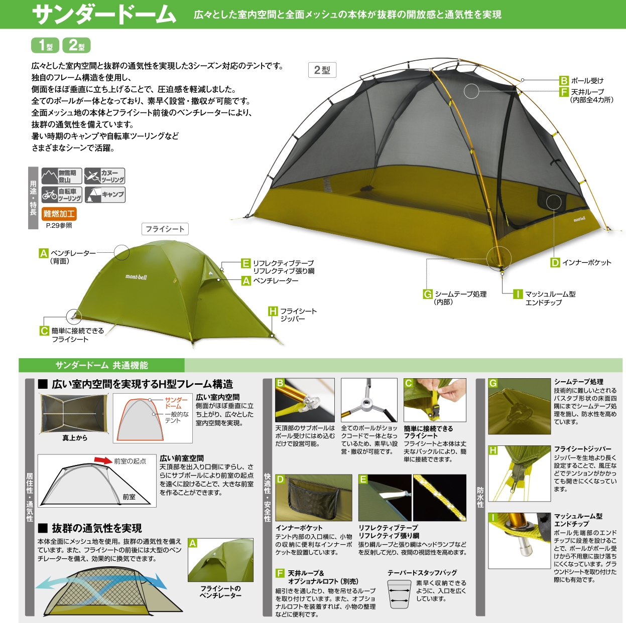 mont・bell]サンダードーム1型（グランドシート・インナーマット付き