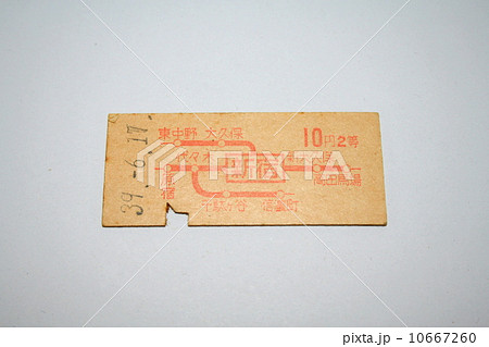 今は懐かしい国電時代の山手線10円区間硬券切符の写真素材 [10667260
