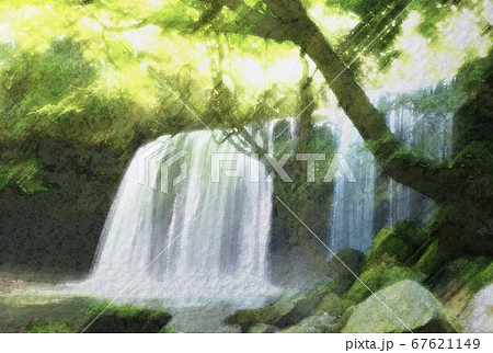 鍋ケ滝 水彩画風のイラスト素材 [67621149] - PIXTA
