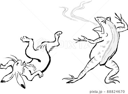 鳥獣戯画（ウサギとカエルの相撲）のイラスト素材 [88824670] - PIXTA