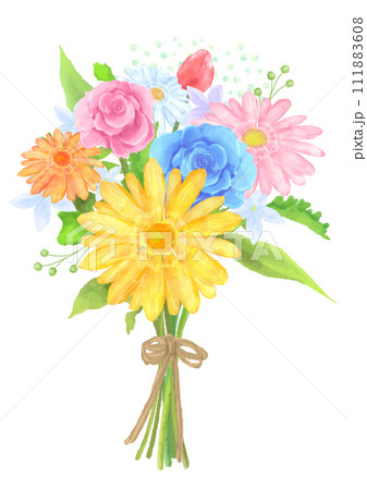 かわいい花束の水彩イラストのイラスト素材 [111883608] - PIXTA