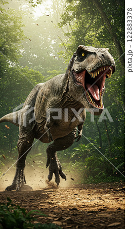 迫力満点！リアルなティラノサウルスの生態シーンのイラスト素材