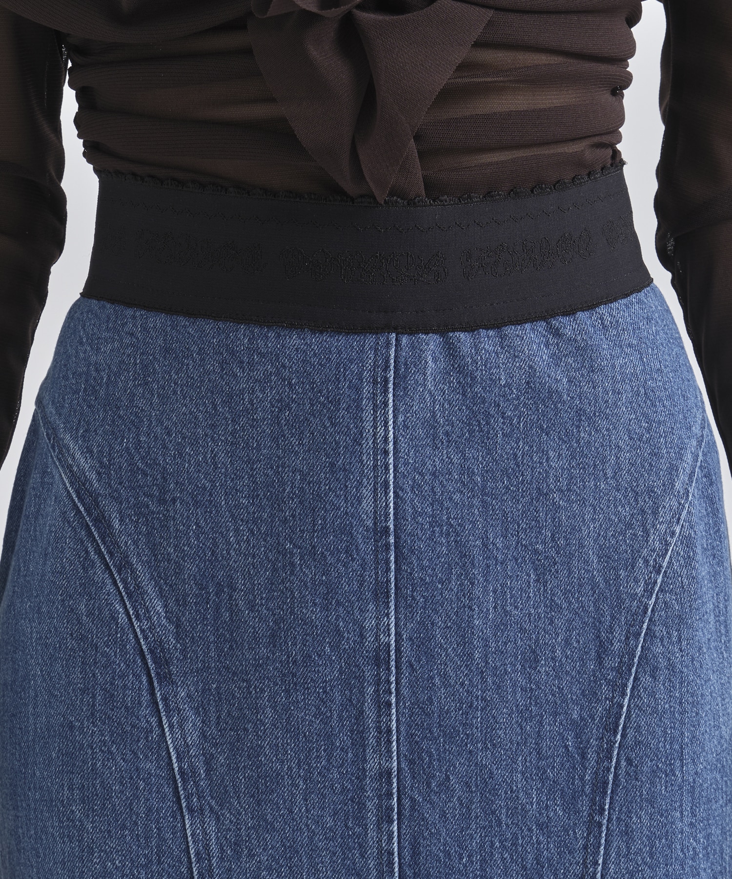 ORGANIC COTTON DENIM WIDE-LEG SKIRT WITH STUDS(1 BLUE): FETICO