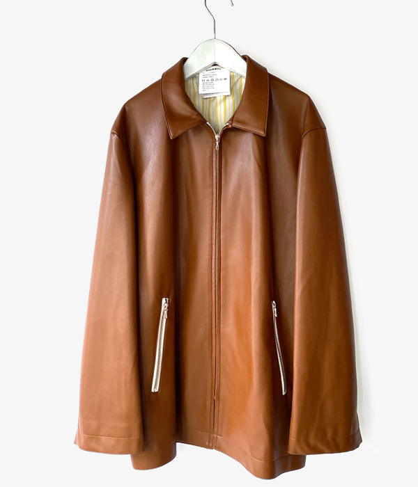 DIGAWEL/SYNTHETIC LEATHER HALF COAT (BRWON)