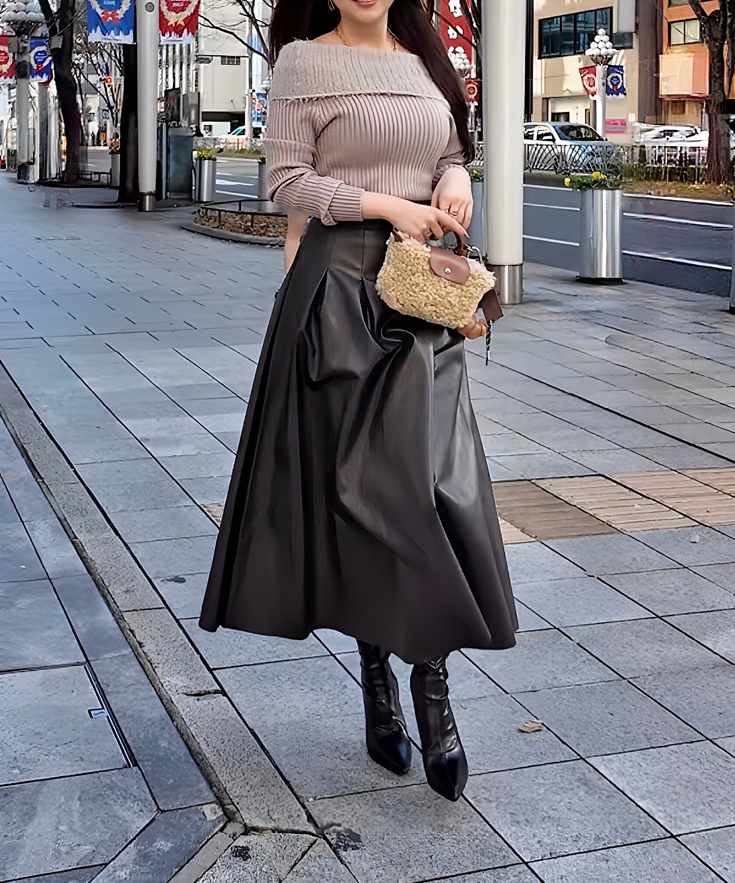 ヘップバーンレザーロングフレアスカート | THEODORIC.dy公式通販