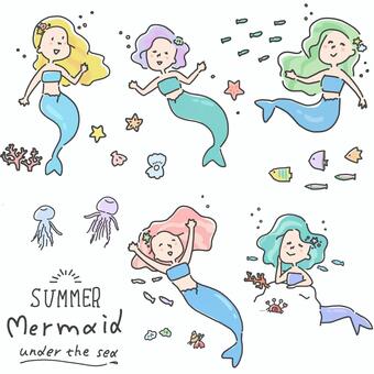 人魚手描きイラスト｜無料イラスト・フリー素材なら「イラストAC」