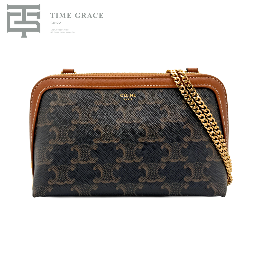 スモール ボストン/トリオンフキャンバス＆カーフスキンタン/ セリーヌ