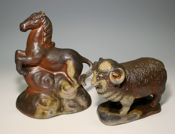 松井與之 備前十二支置物 各共箱