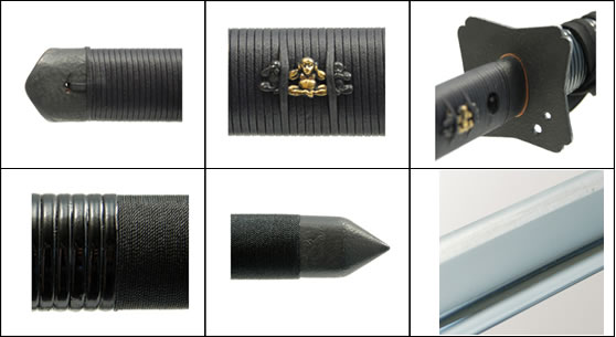 高級模造刀 黒柄黒鮫皮 鍔無し 忍者拵え 直刀 忍者大刀直刀 黒柄黒鮫皮四角鉄鍔 - メルカリ