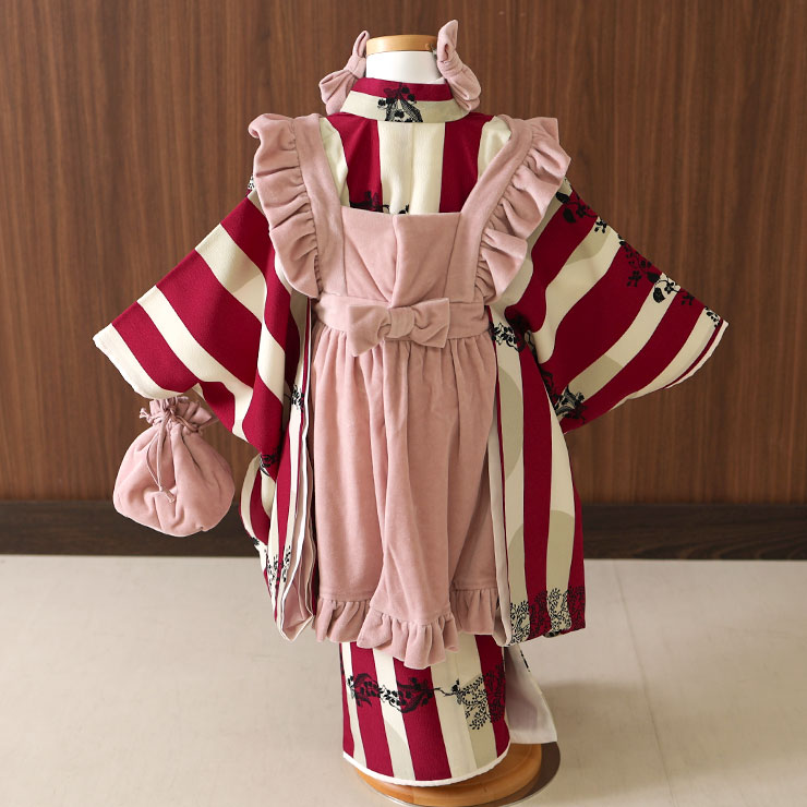 楽天市場】【レンタル】七五三 3歳 女の子 被布 エプロン 着物