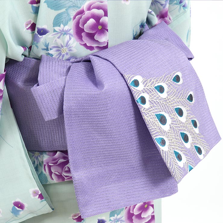 楽天市場】[豪華な刺繍！] 絽 細帯 半巾帯 孔雀刺繍 フジイロ 108-302