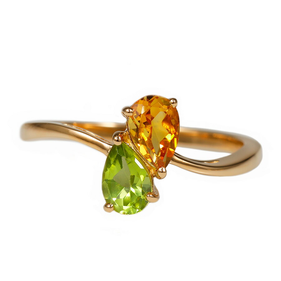 楽天市場】ペリドット シトリン リング 18金 イエローゴールド k18