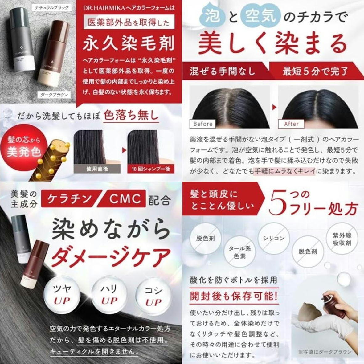 楽天市場】ドクターヘアミカ ヘアカラーフォーム ナチュラルブラック