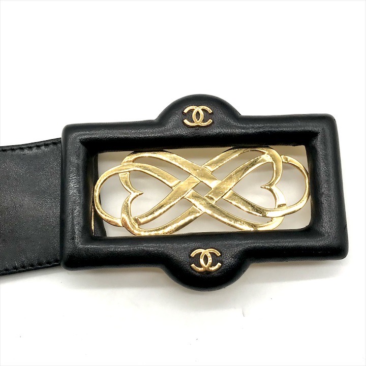 ⭐️美品⭐️ シャネル ココマーク ロゴ リザード ベルト ブラック