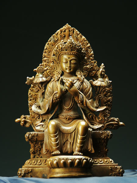 楽天市場】弥勒仏（弥勒菩薩） 銅造鍍金彫金仕上げ 一点もの : 仏像