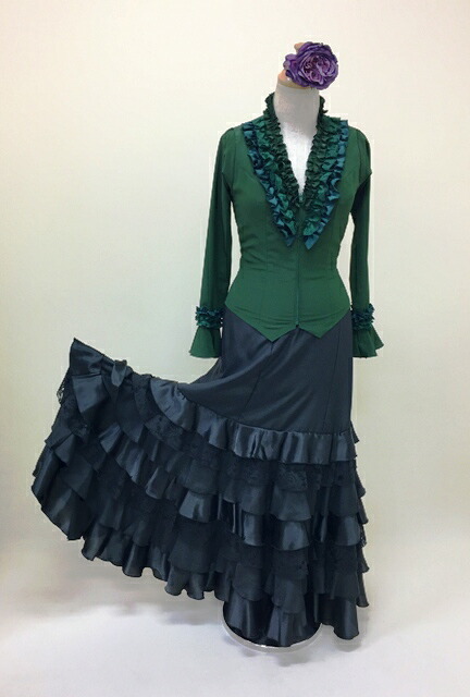 楽天市場】フラメンコ衣装スカート ファルダ 黒スカート 黒レース無地