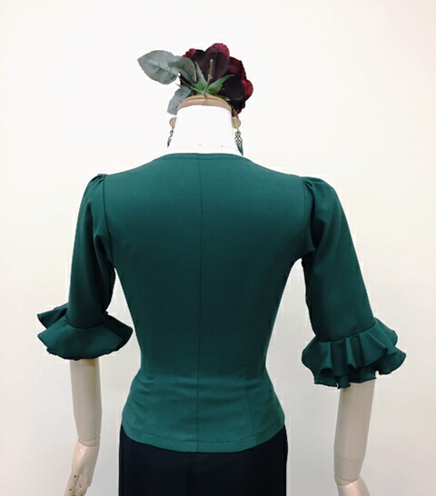 楽天市場】フラメンコ衣装 ブラウス モスグリーンブラウス全20色 前