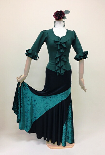 楽天市場】フラメンコ衣装 ブラウス モスグリーンブラウス全20色 前