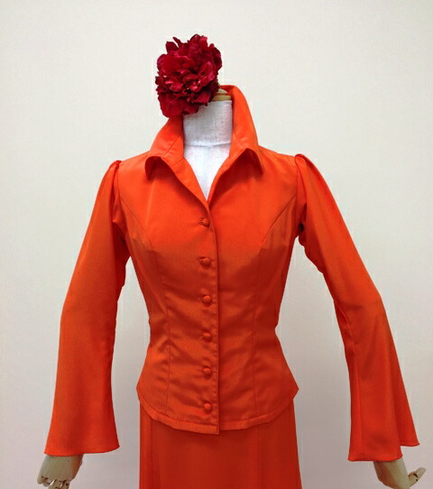 楽天市場】フラメンコ衣装 ブラウス オレンジ ブラウス全18色