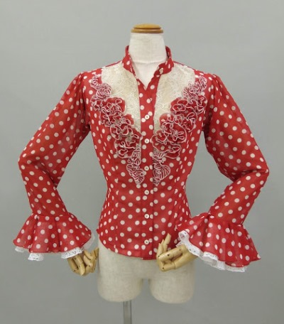 フラメンコ衣装 マーメイド 赤ブラウス七分とマーメイドファルダ M