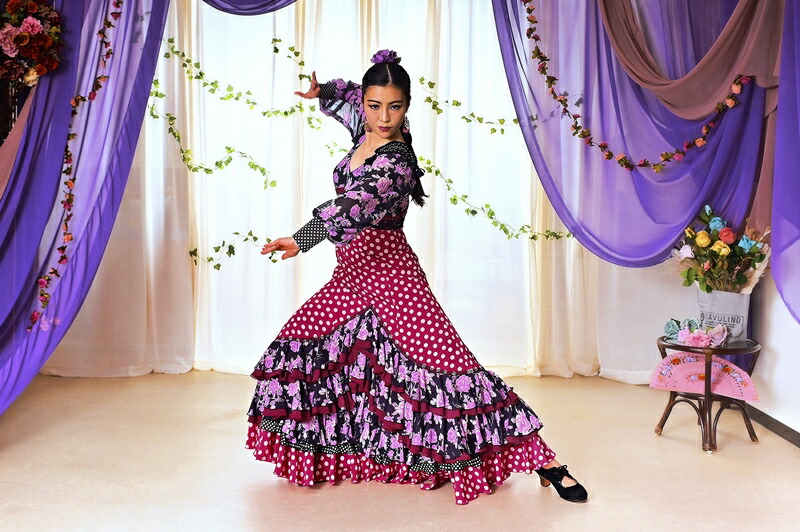 楽天市場】新ブランドnajanaja フラメンコ衣装 ワンピース 紫花柄と