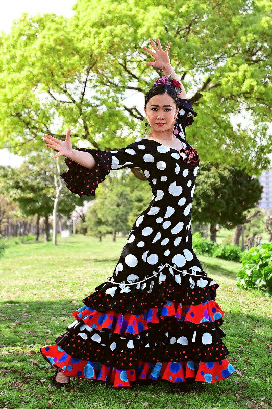 楽天市場】新ブランドnajanaja フラメンコ衣装 ワンピース 大きい 黒白