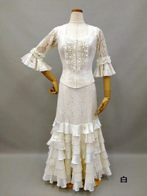 楽天市場】フラメンコ衣装 ツーピース 全9色 無地レース ブラウス