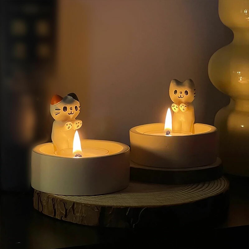 楽天市場】キャンドルホルダー 猫 猫ティーライトホルダー 小さな猫の