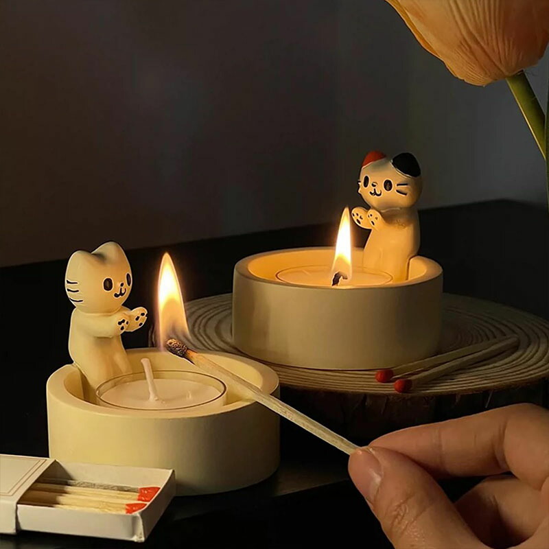 楽天市場】キャンドルホルダー 猫 猫ティーライトホルダー 小さな猫の