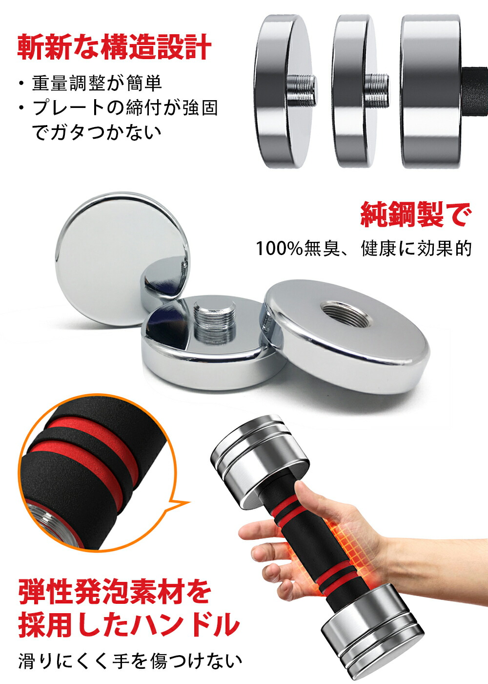 楽天市場】【P5倍】365日間保証 NORTHDEER 可変式ダンベル 25kg/15kg