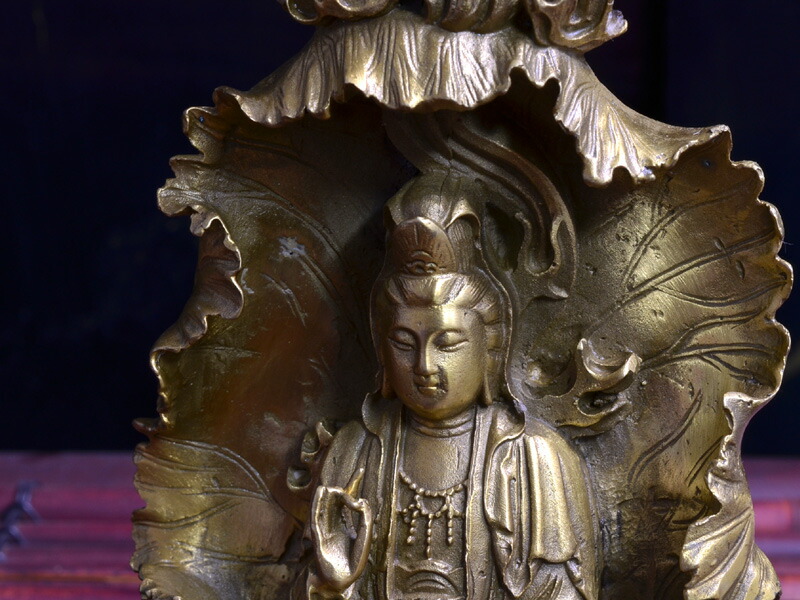 楽天市場】仏像 観音像 銅製蓮観音（化仏付）の置物 : 中国貿易CTC