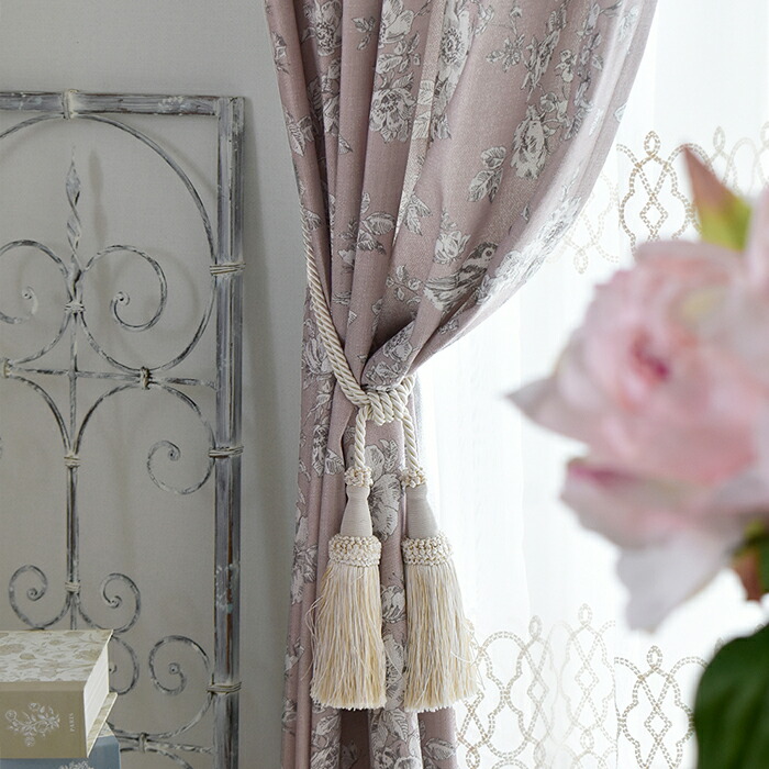 楽天市場】非遮光カーテン シャビーローズ オーダー バラ 小鳥 蝶