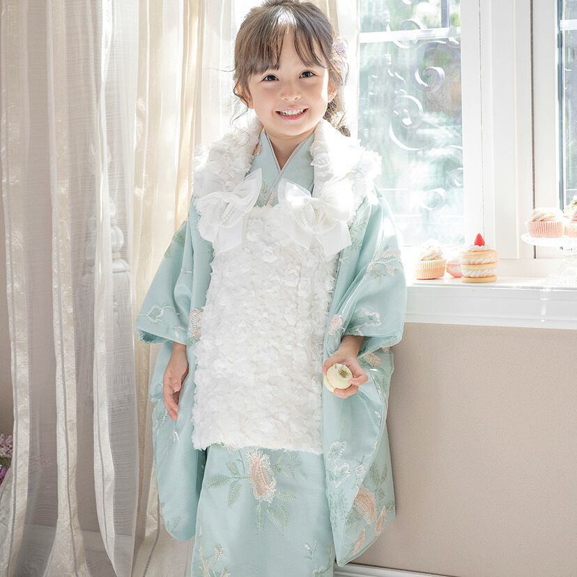 楽天市場】七五三 着物【雛祭りセール】花刺繍チュールレース着物と