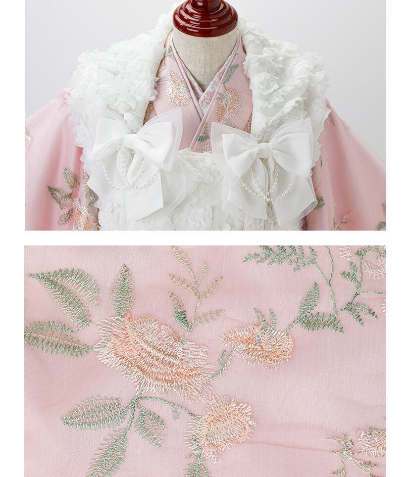 楽天市場】七五三 着物【雛祭りセール】花刺繍チュールレース着物と