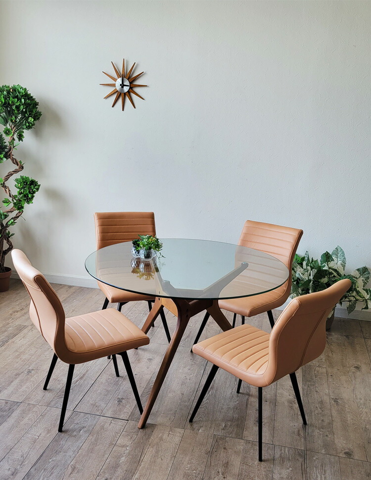 楽天市場】円形 ガラスダイニングテーブル 5点セット 直径 110cm