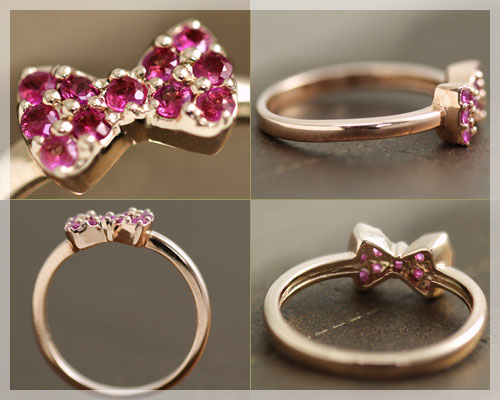 楽天市場】ピンキーリング 7月誕生石 ルビー リボンモチーフ K10ピンク